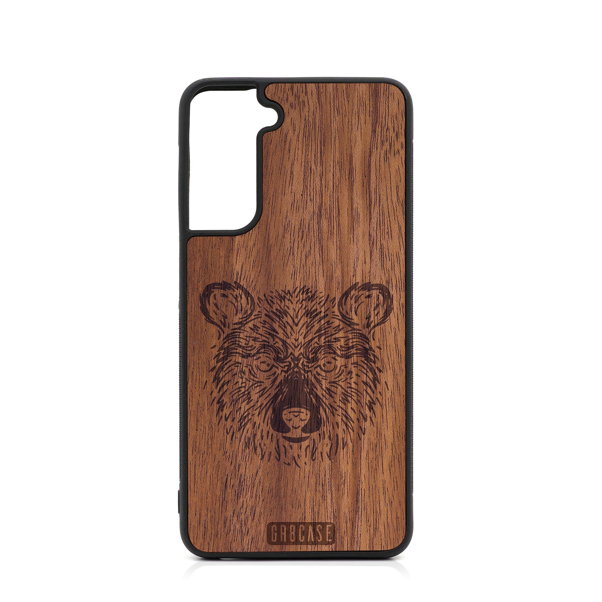Furry Bear Design Wood Case For Samsung Galaxy S21 Plus 5G