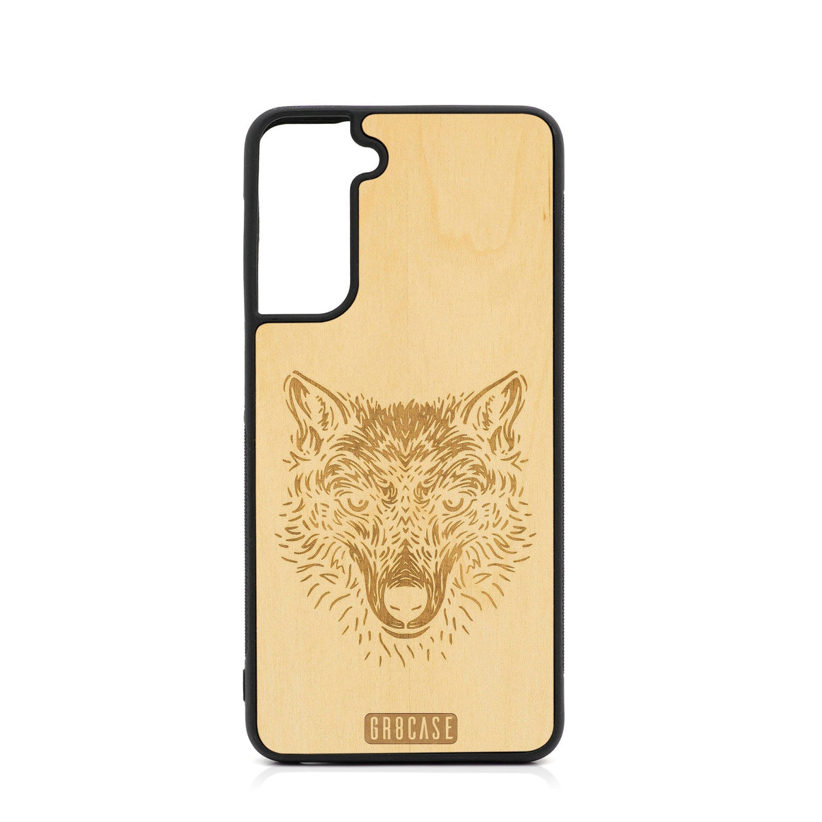 Furry Wolf Design Wood Case For Samsung Galaxy S24 5G