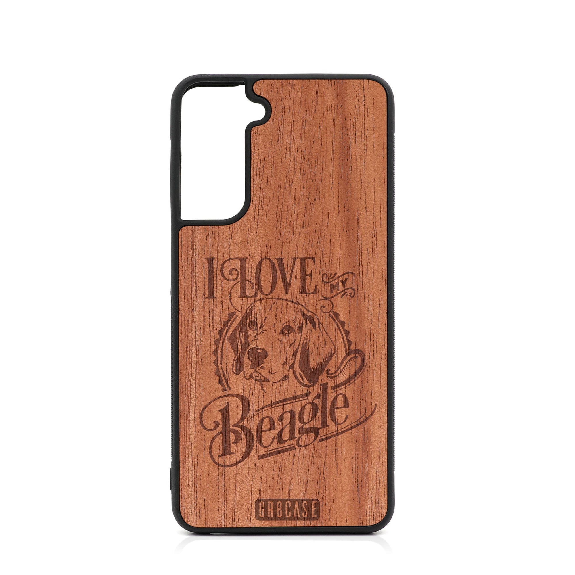 I Love My Beagle Design Wood Case For Samsung Galaxy S23 Plus