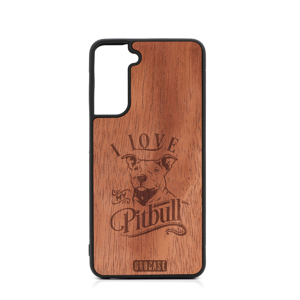 I Love My Pitbull Design Wood Case For Samsung Galaxy S21 Plus 5G