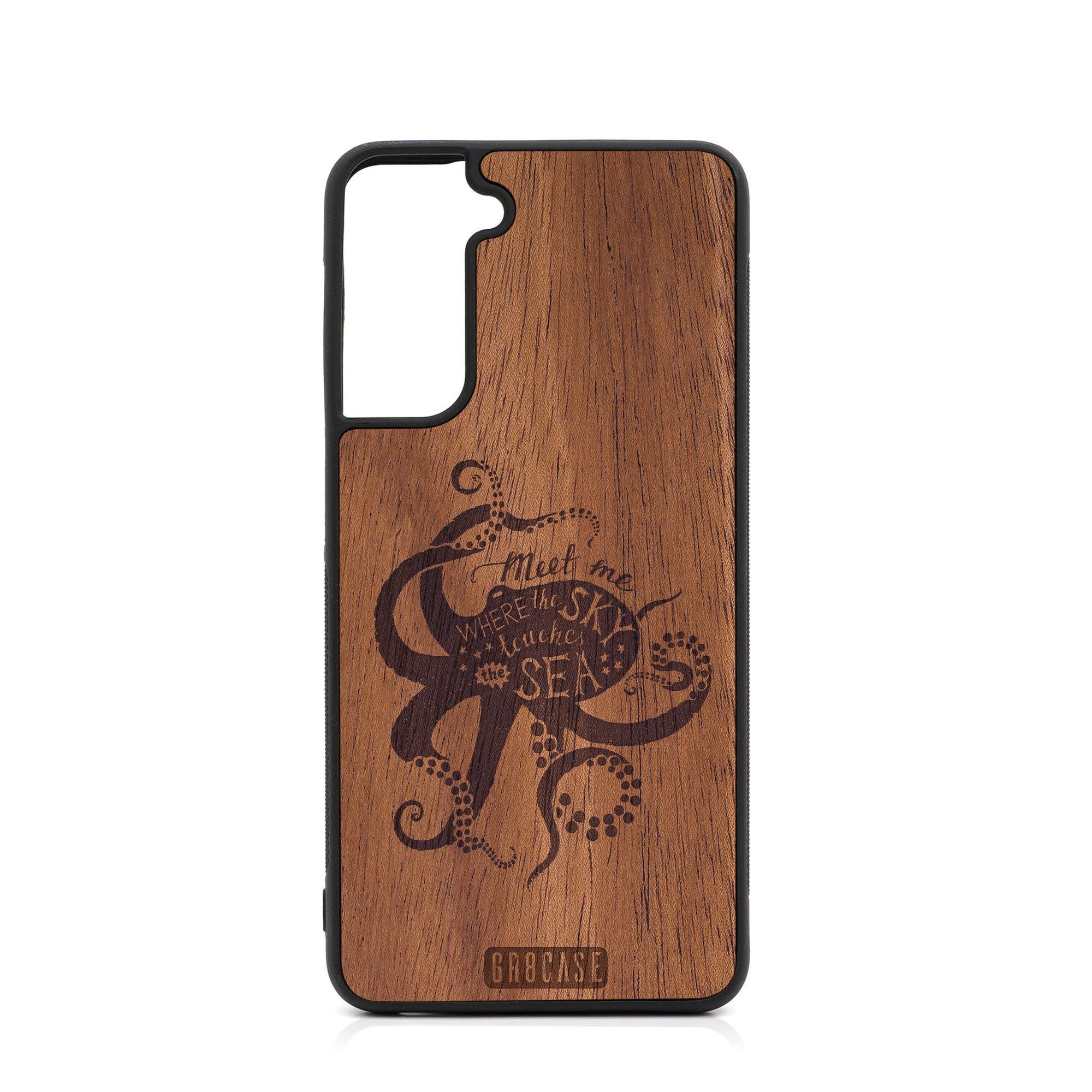 Meet Me Where The Sky Touches The Sea (Octopus) Design Wood Case For Samsung Galaxy S22 Plus