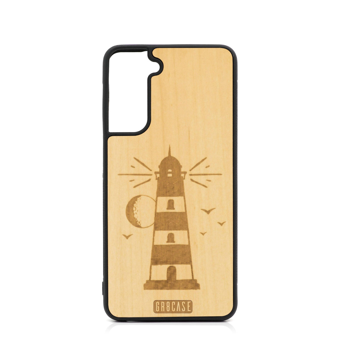 Midnight Lighthouse Design Wood Case For Samsung Galaxy S23 Plus