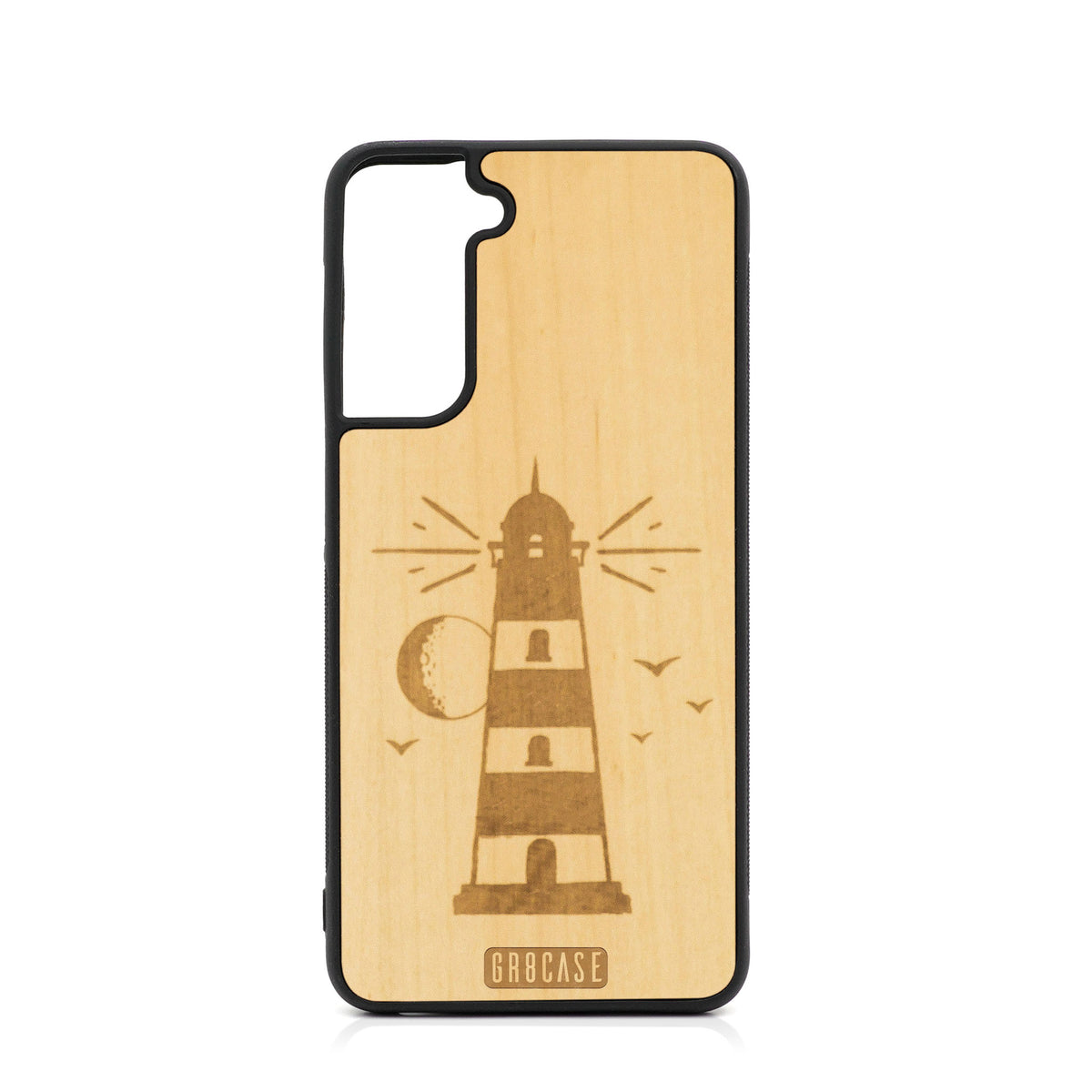 Midnight Lighthouse Design Wood Case For Samsung Galaxy S21 Plus 5G