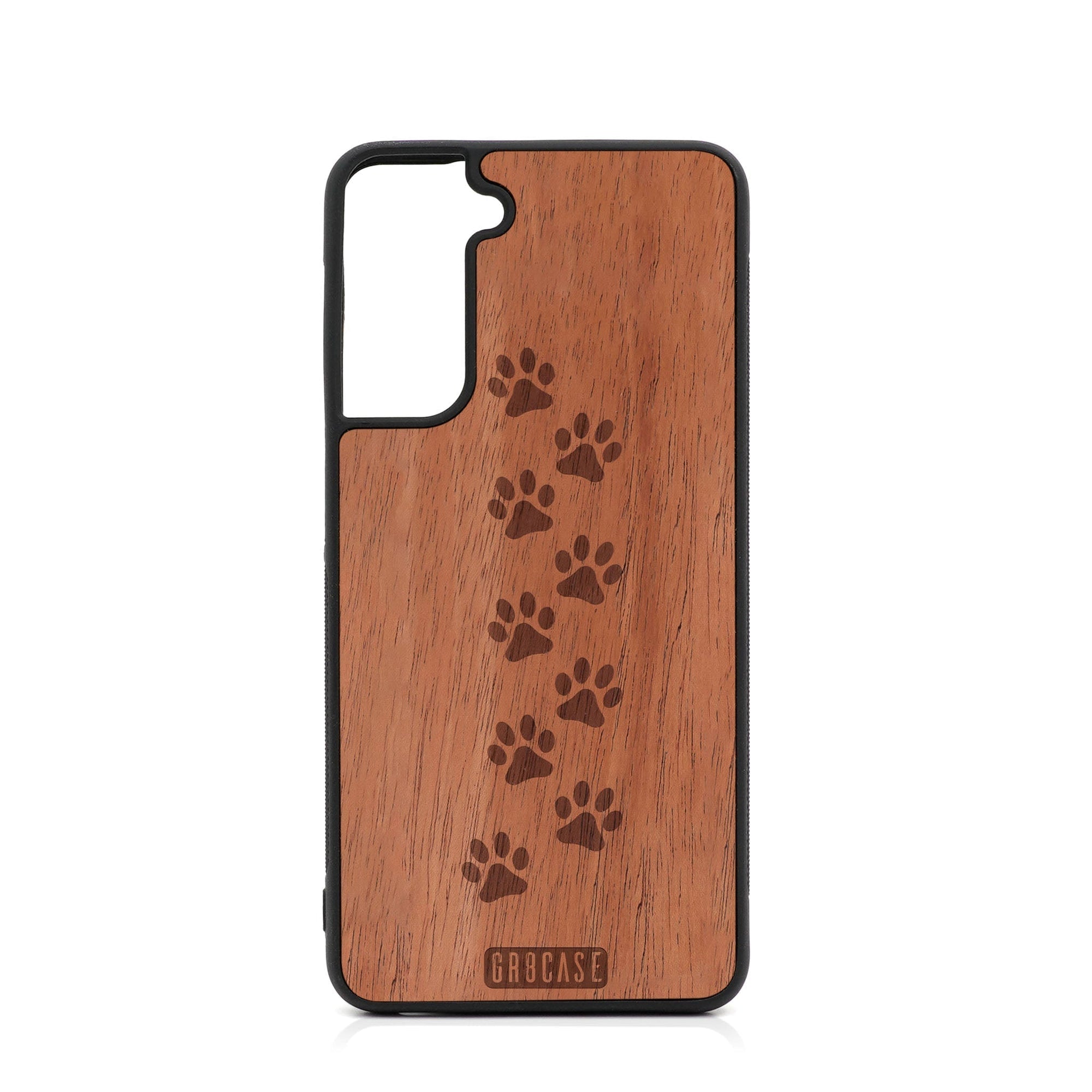 Paw Prints Design Wood Case For Samsung Galaxy S24 5G