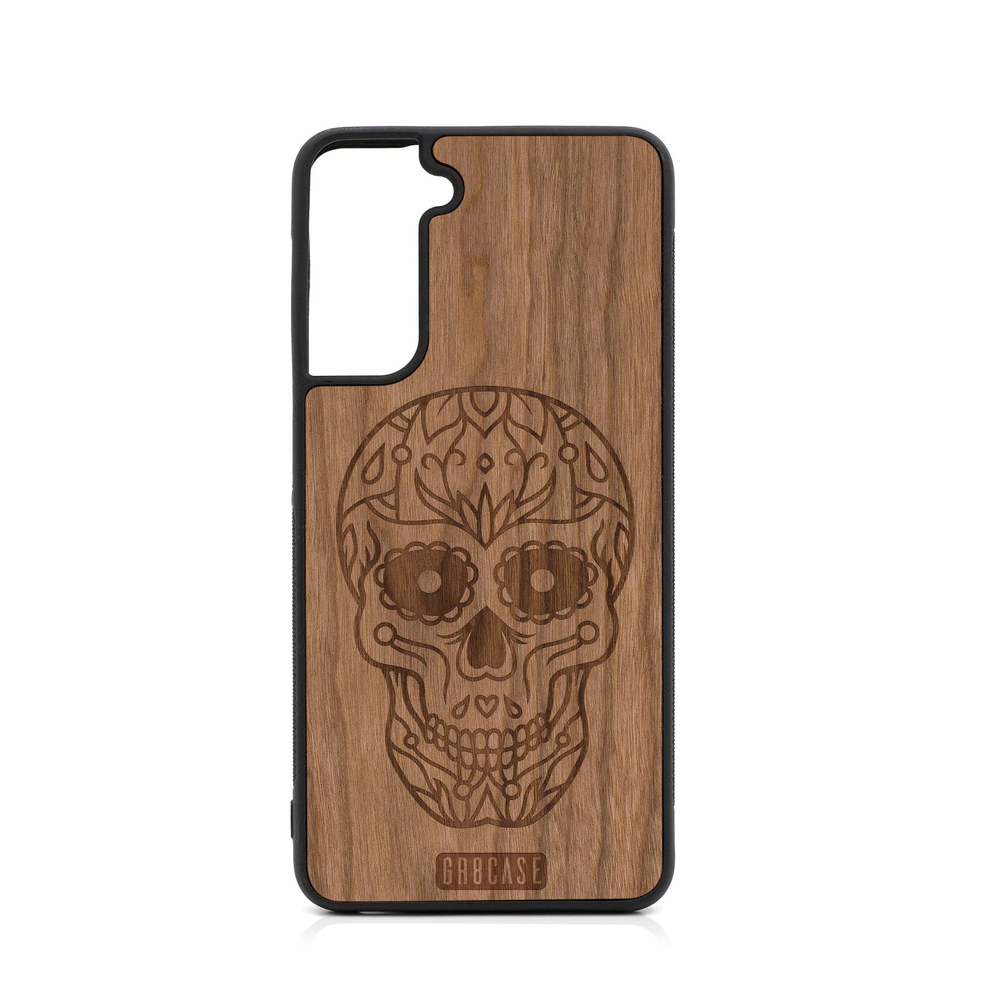 Sugar Skull Design Wood Case For Samsung Galaxy S24 Plus