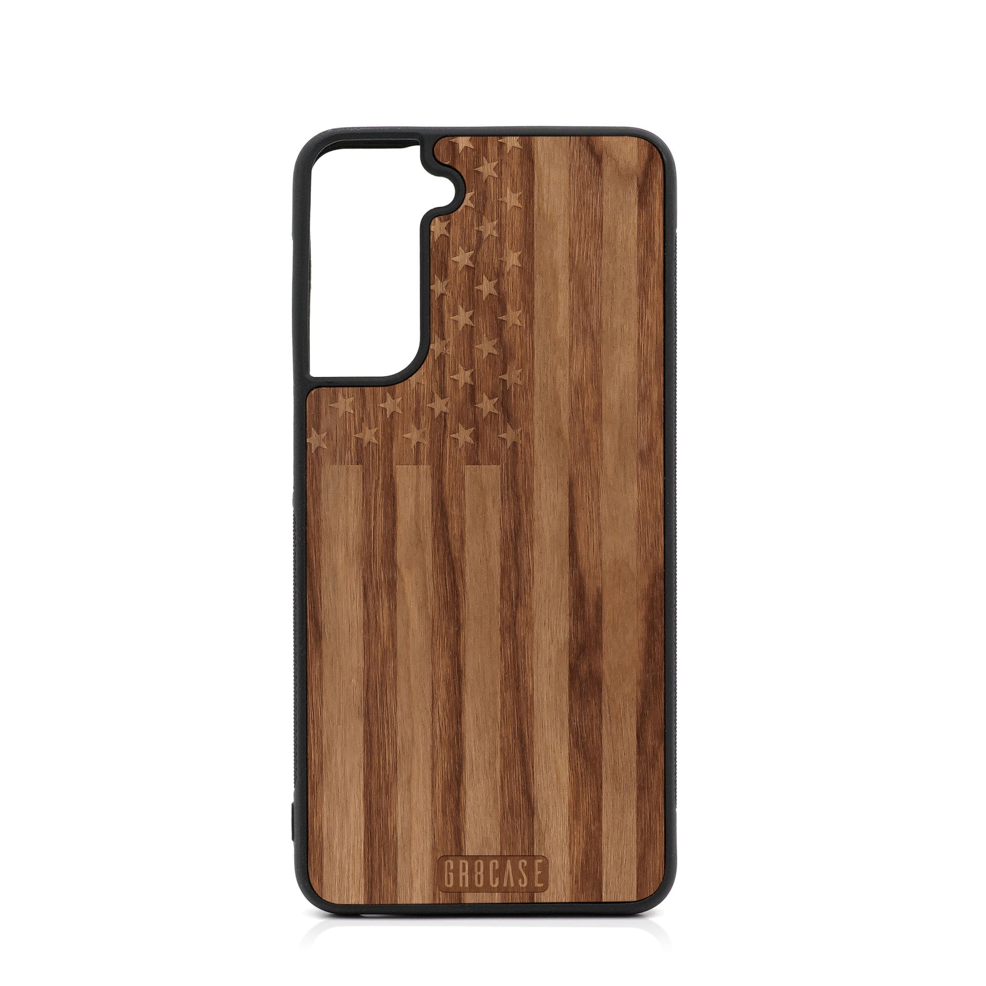 USA Flag Design Wood Case For Samsung Galaxy S21 5G