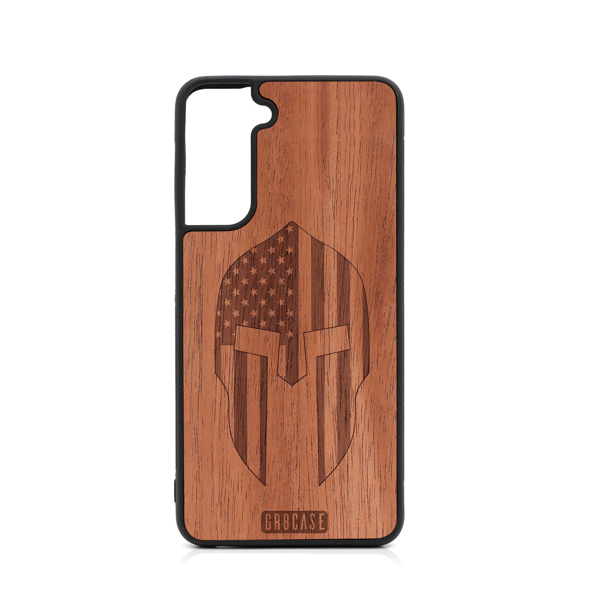 USA Spartan Helmet Design Wood Case For Samsung Galaxy S22 Plus