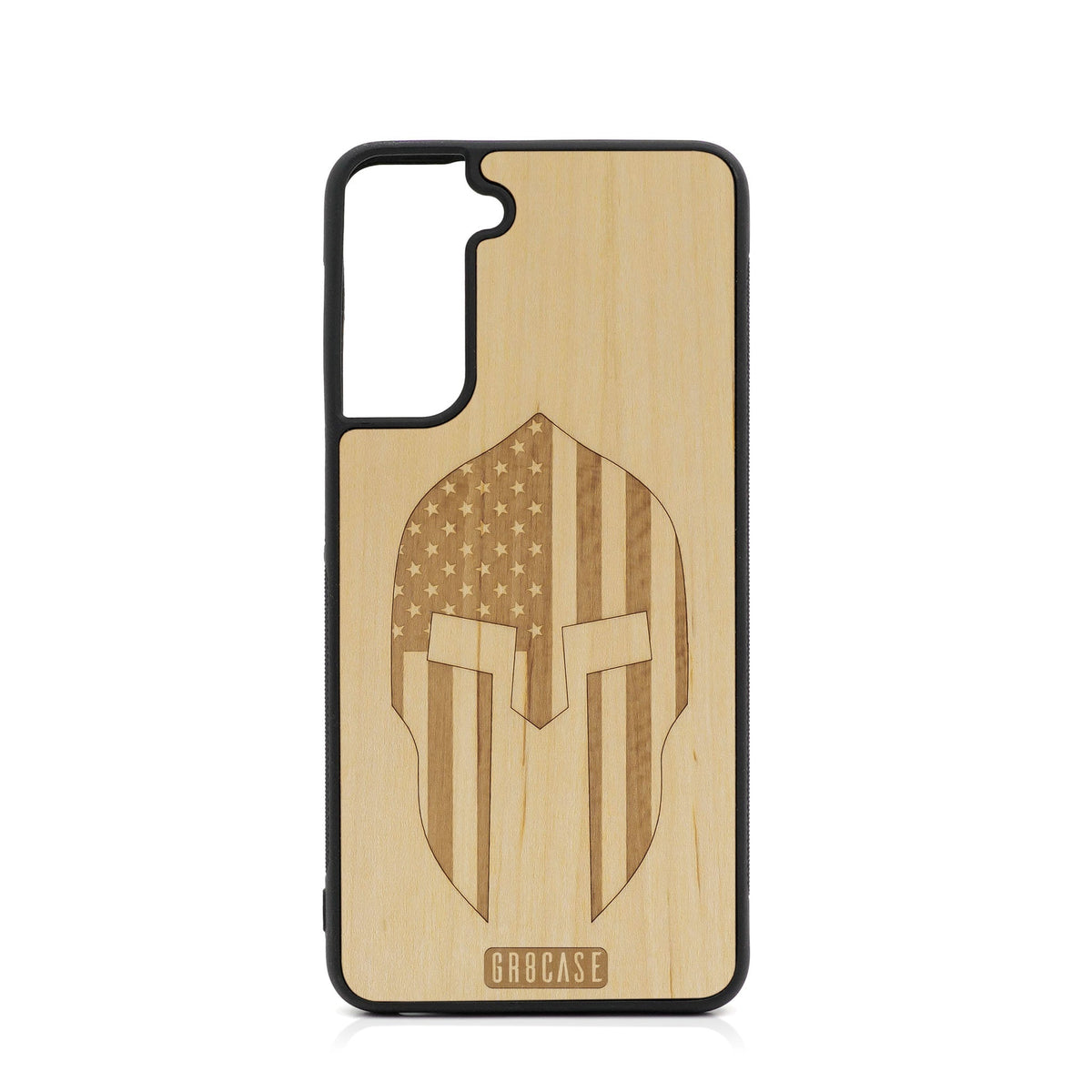 USA Spartan Helmet Design Wood Case For Samsung Galaxy S21 FE 5G
