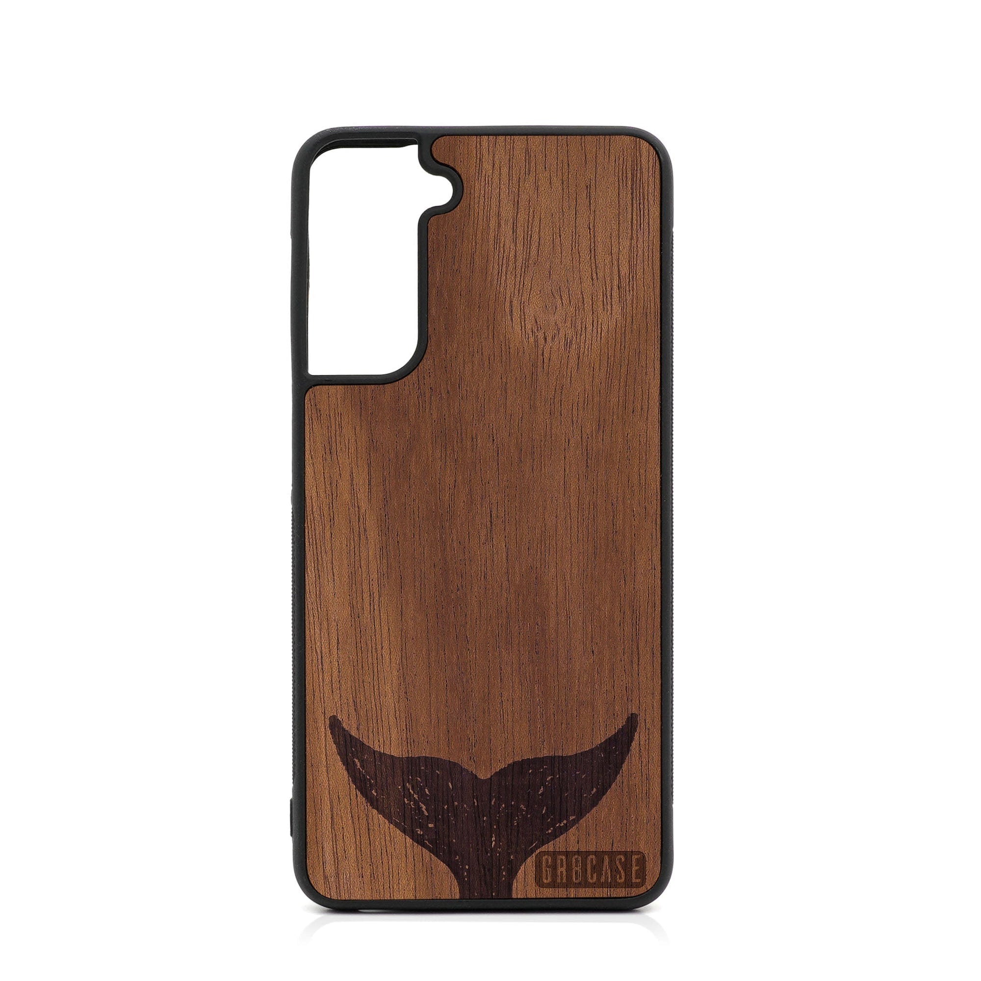 Whale Tail Design Wood Case For Samsung Galaxy S24 5G