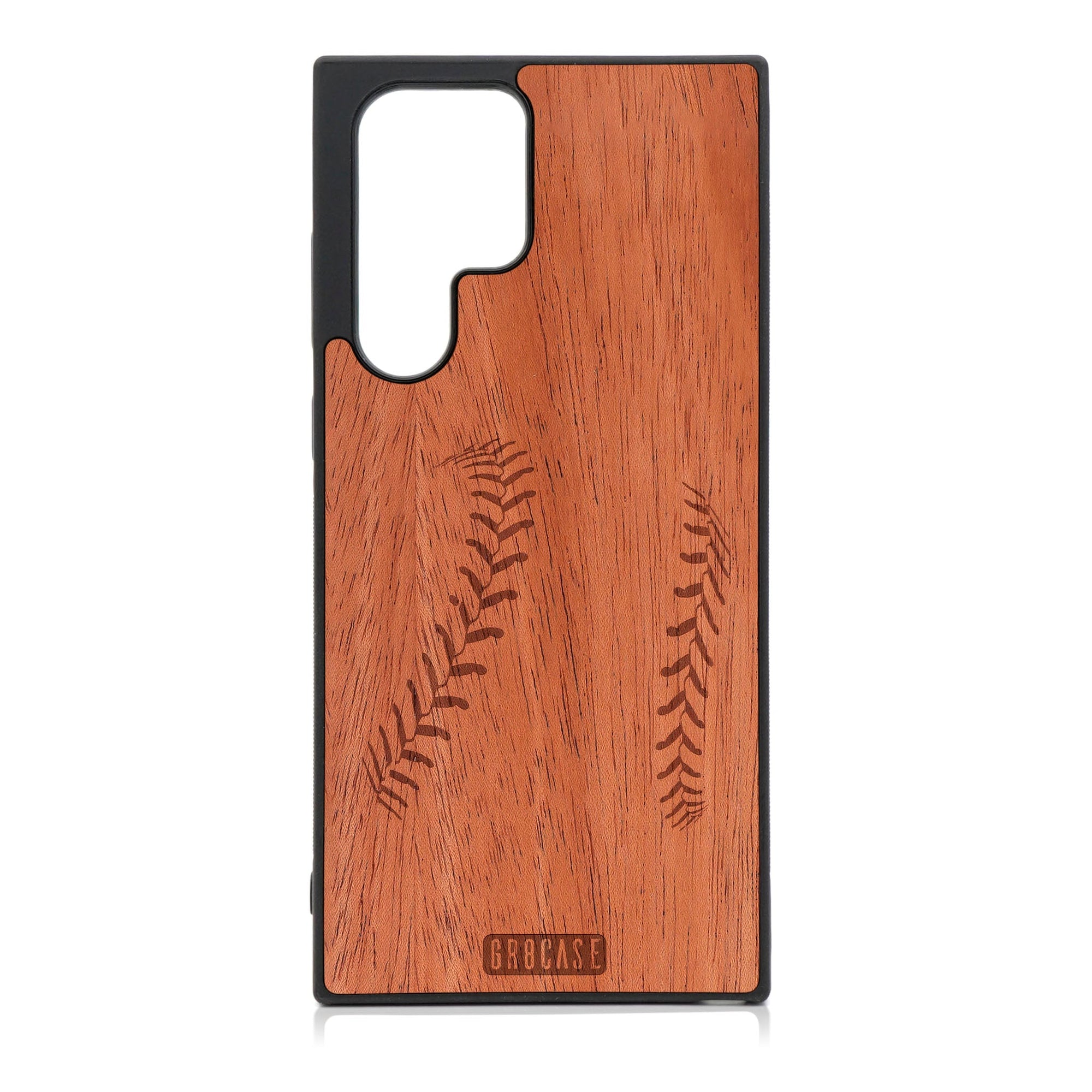 Baseball Stitches Design Wood Case For Galaxy S23 Ultra