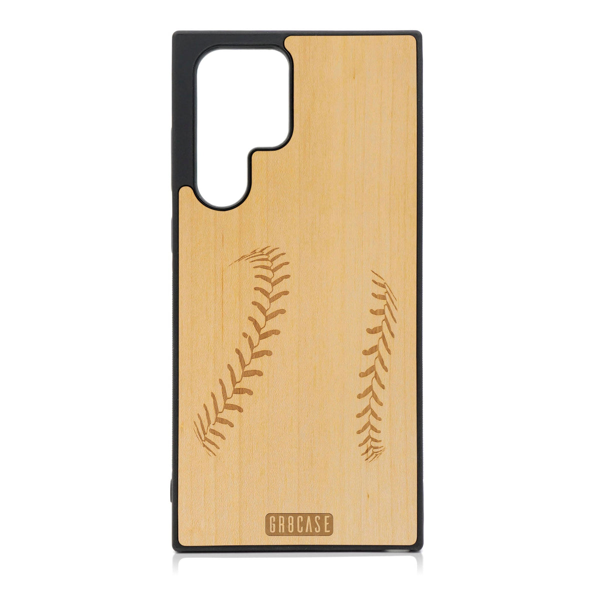 Baseball Stitches Design Wood Case For Galaxy S24 Ultra