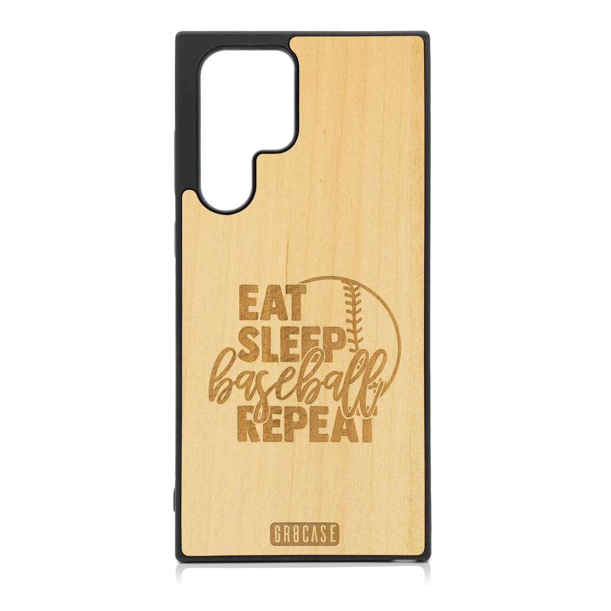 Eat Sleep Baseball Repeat Design Wood Phone Case For Galaxy S22 Ultra