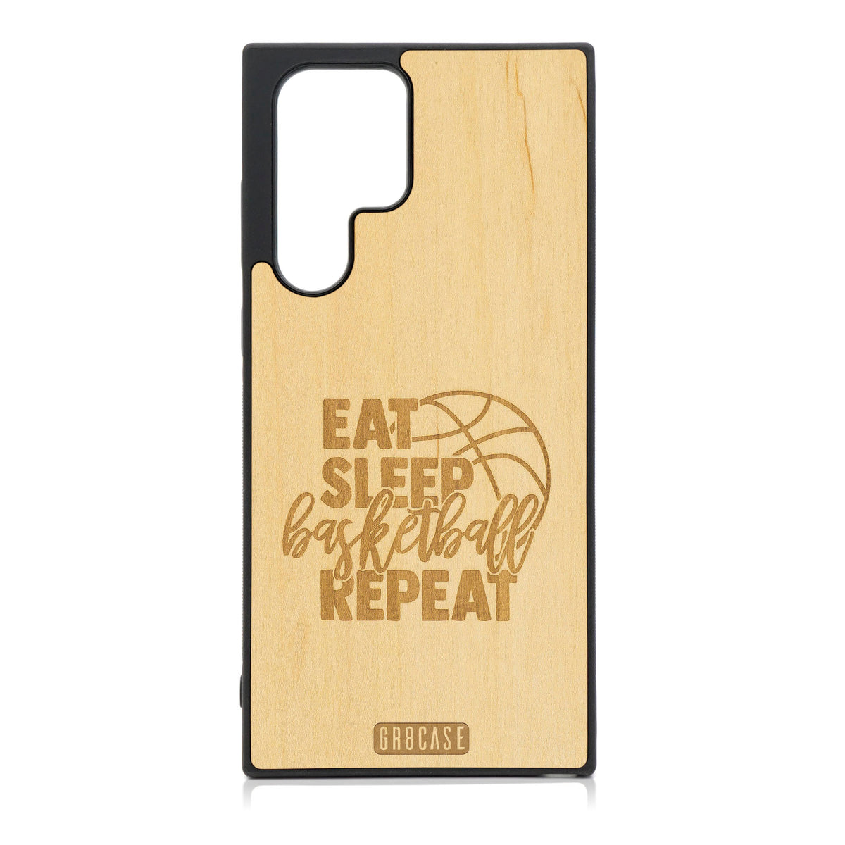 Eat Sleep Basketball Repeat Design Wood Case For Galaxy S22 Ultra