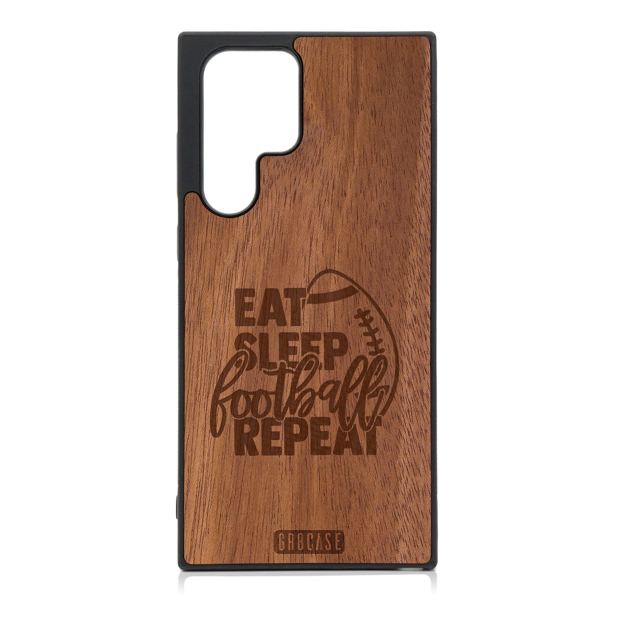 Eat Sleep Football Repeat Design Wood Case For Galaxy S23 Ultra