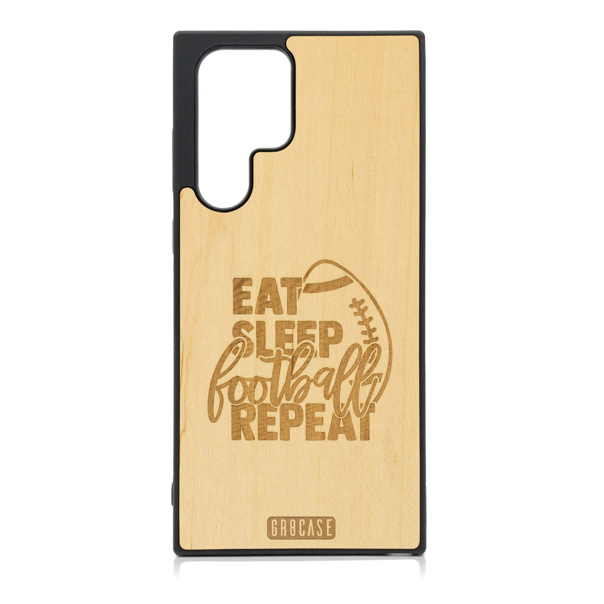 Eat Sleep Football Repeat Design Wood Case For Galaxy S23 Ultra