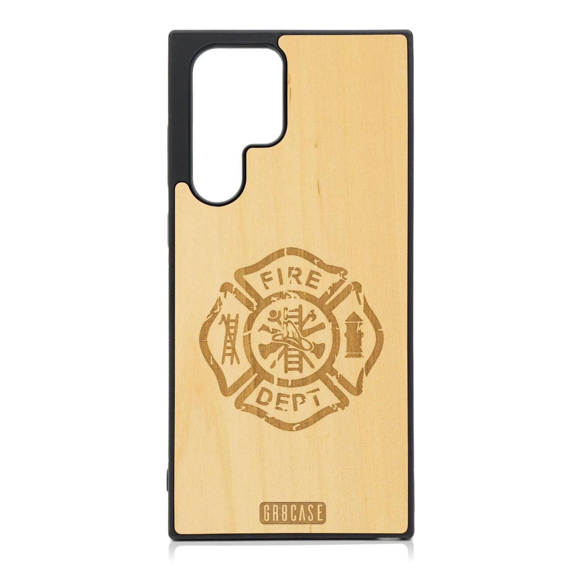 Fire Department Design Wood Case For Galaxy S22 Ultra