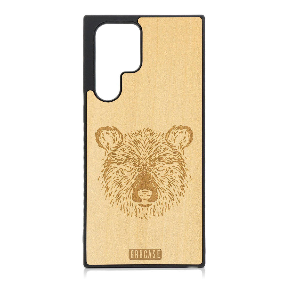 Furry Bear Design Wood Case For Galaxy S22 Ultra