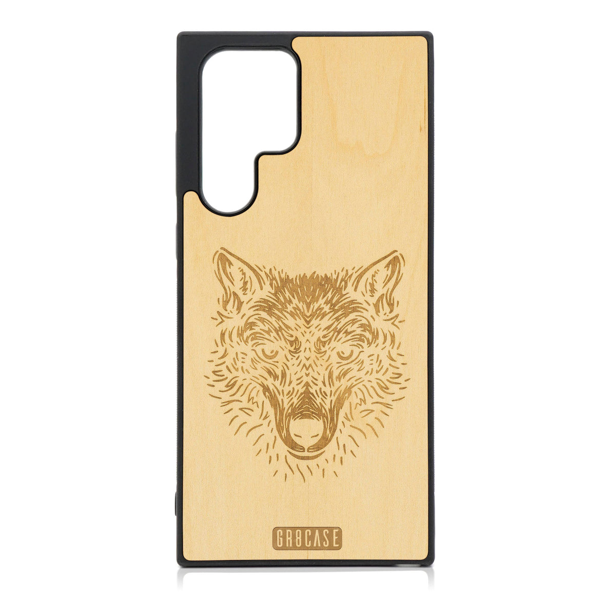 Furry Wolf Design Wood Case For Galaxy S22 Ultra