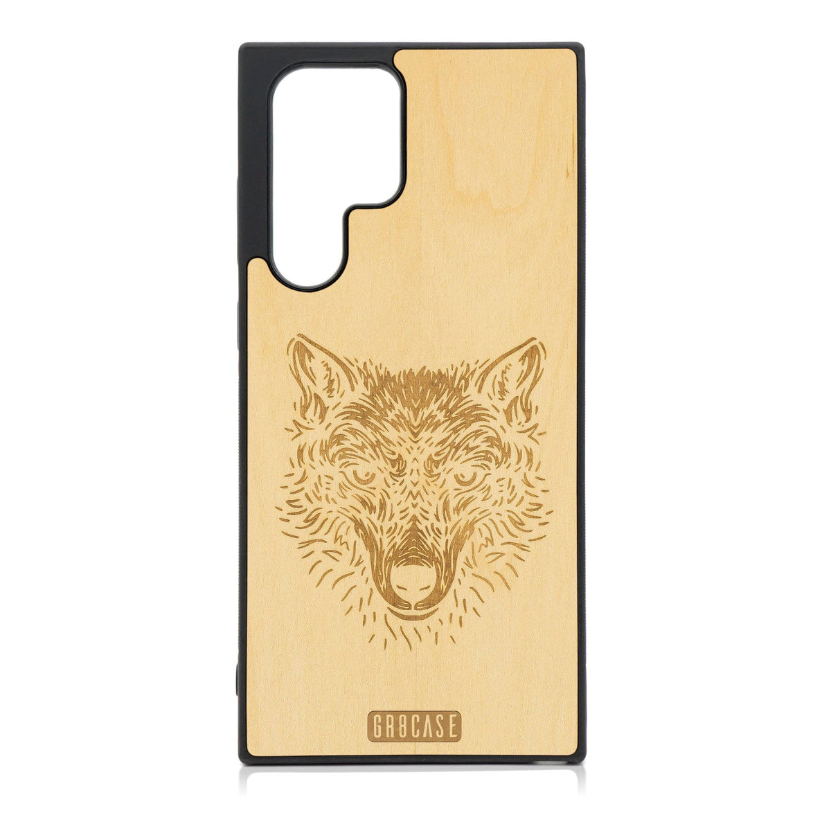Furry Wolf Design Wood Case For Galaxy S23 Ultra