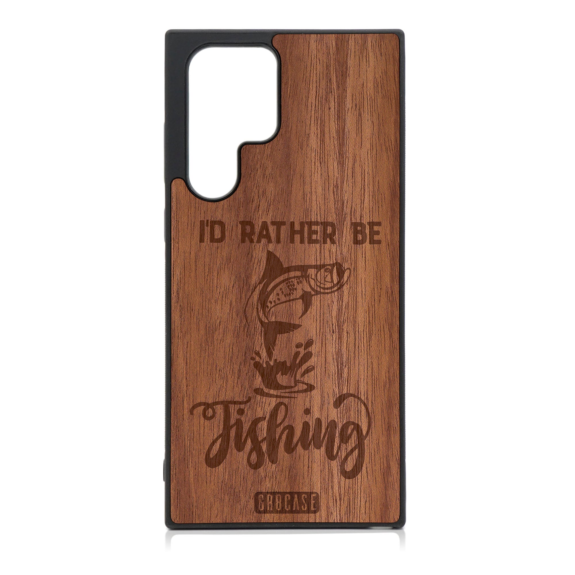 I'd Rather Be Fishing Design Wood Case For Galaxy S22 Ultra