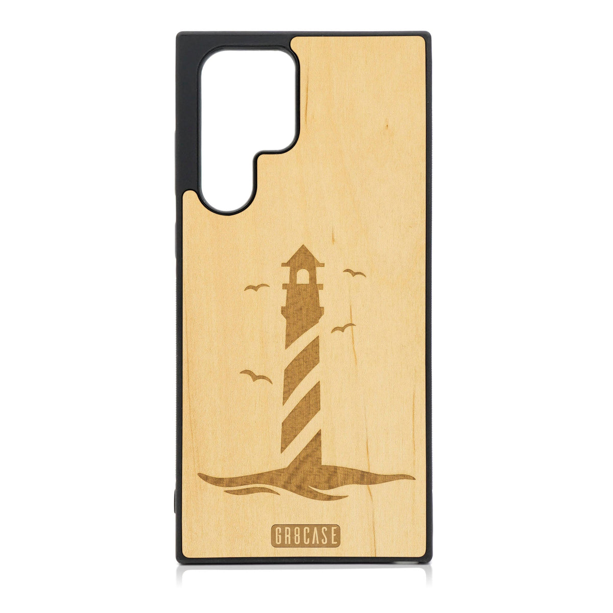Lighthouse Design Wood Phone Case For Galaxy S24 Ultra