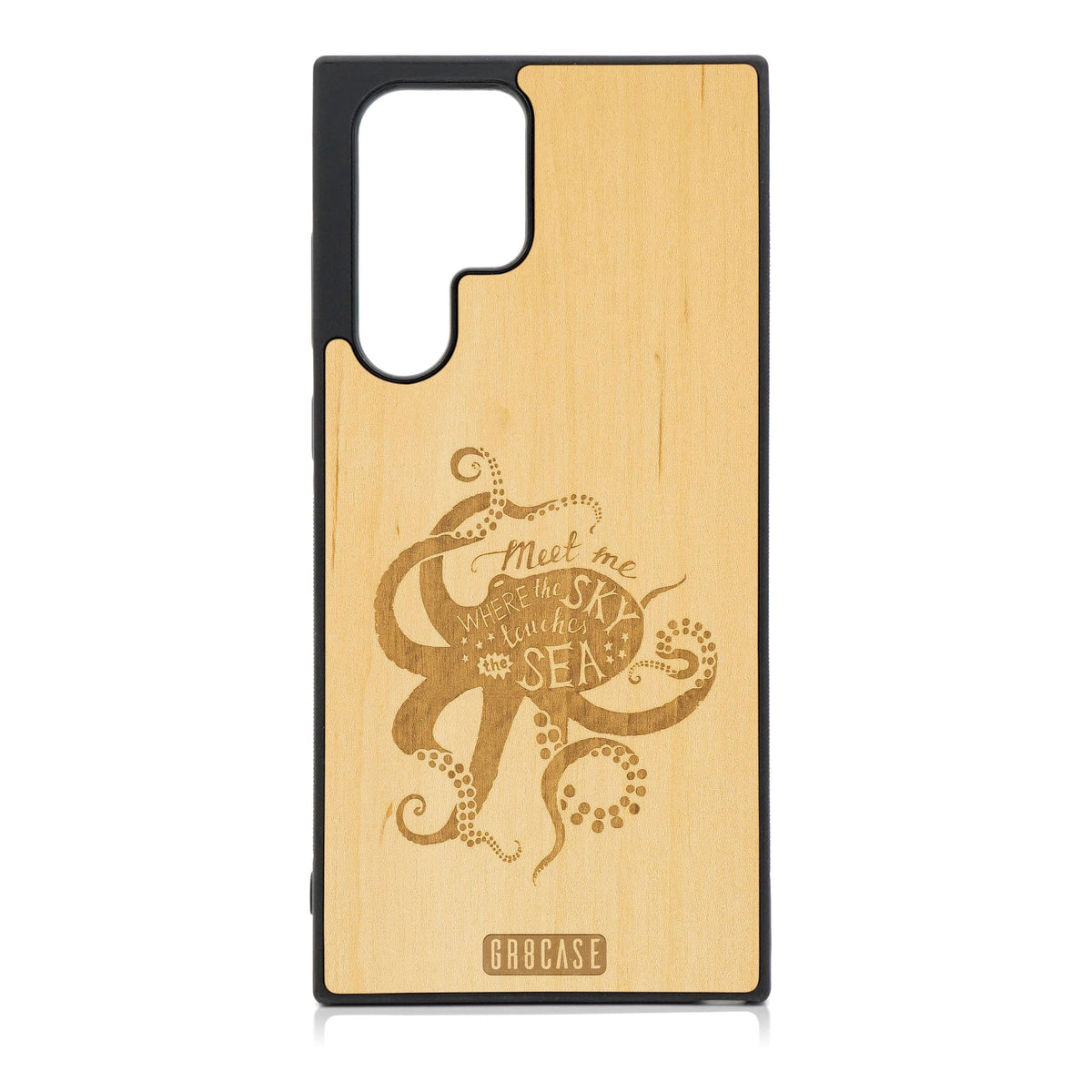 Meet Me Where The Sky Touches The Sea (Octopus) Design Wood Case For Galaxy S23 Ultra