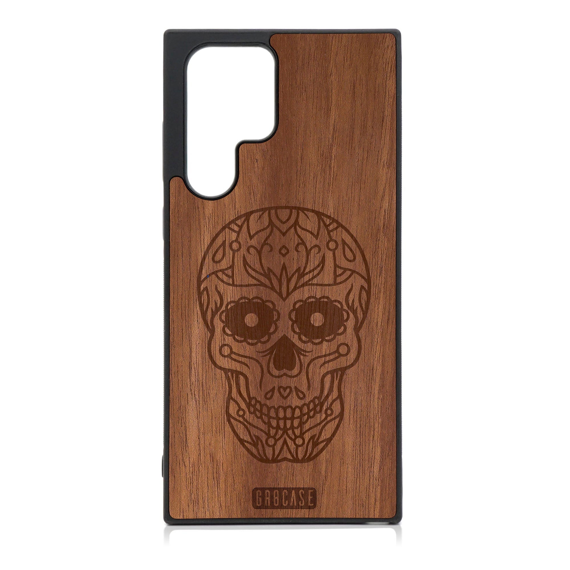 Sugar Skull Design Wood Case For Galaxy S23 Ultra