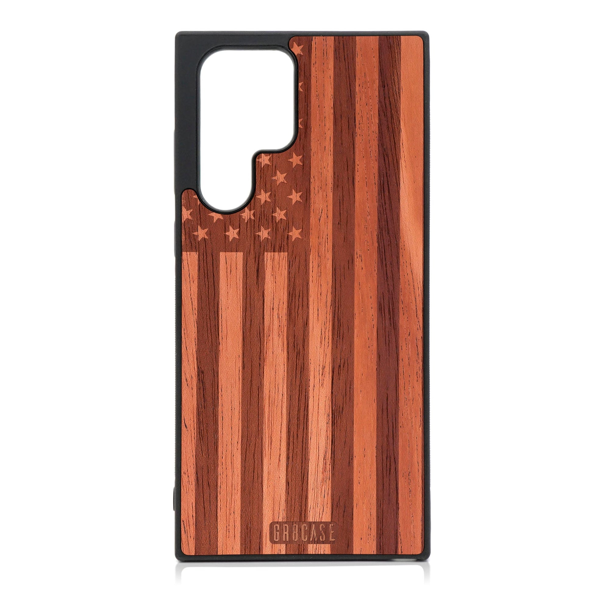 USA Flag Design Wood Case For Galaxy S23 Ultra