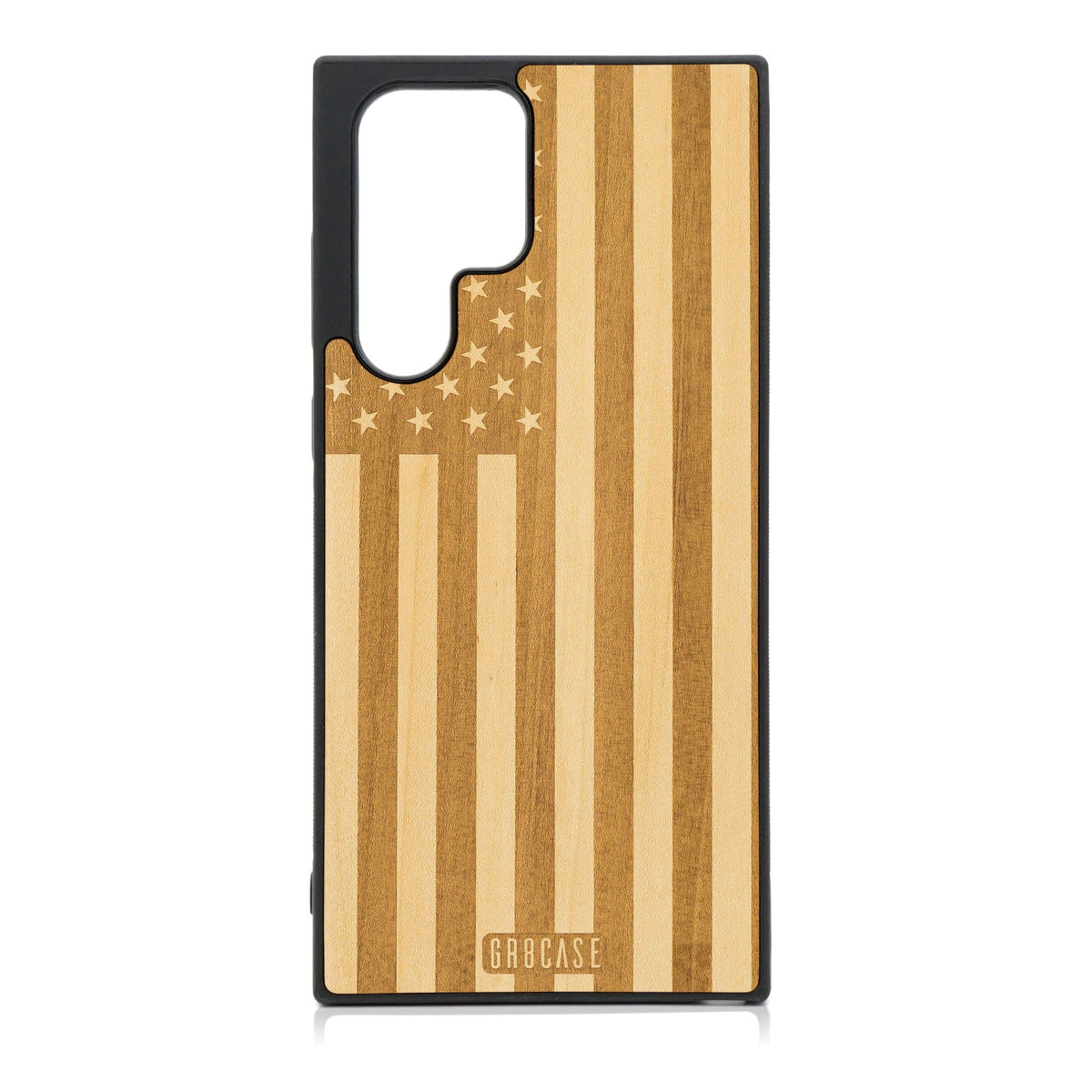 USA Flag Design Wood Case For Galaxy S23 Ultra