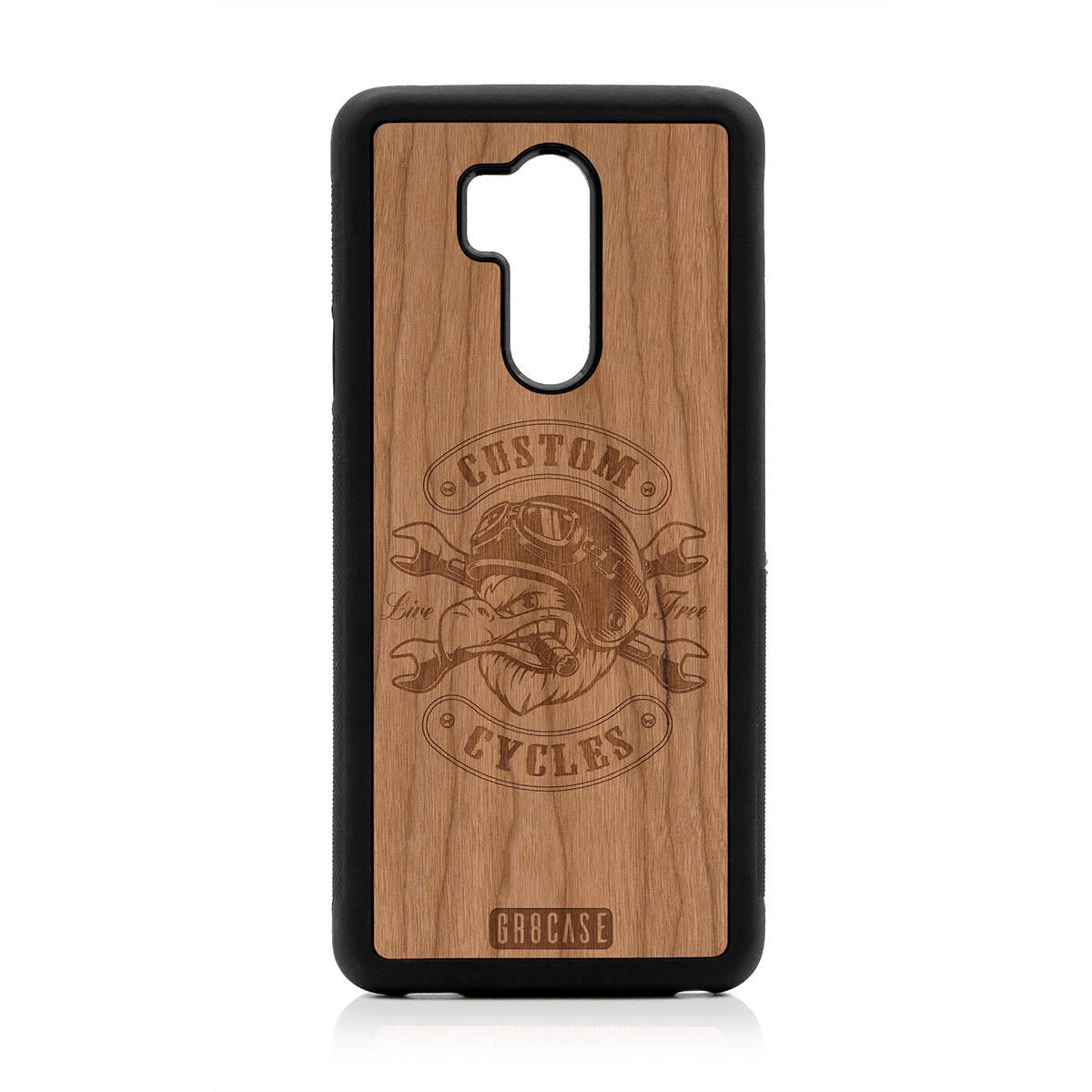 Custom Cycles Live Free (Biker Eagle) Design Wood Case For LG G7 ThinQ by GR8CASE