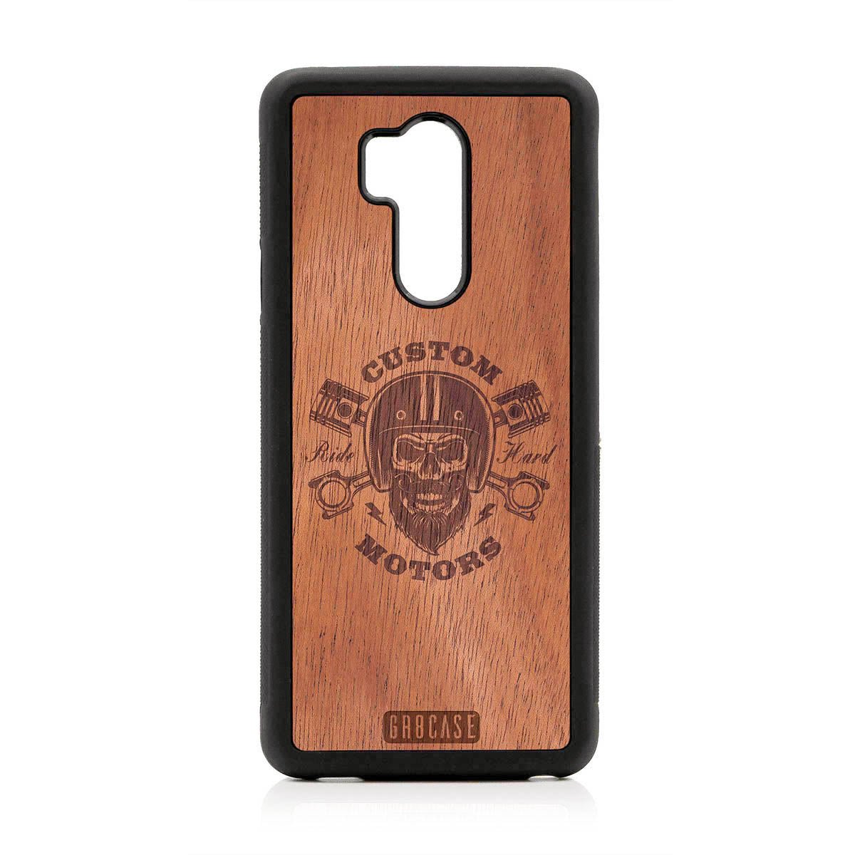 Custom Motors (Bearded Biker Skull) Design Wood Case For LG G7 ThinQ by GR8CASE
