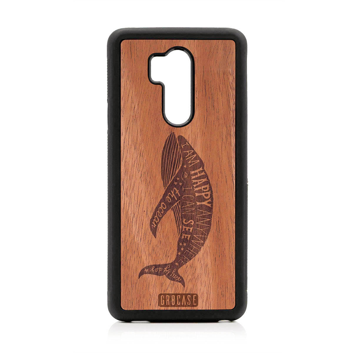I'm Happy Anywhere I Can See The Ocean (Whale) Design Wood Case For LG G7 ThinQ