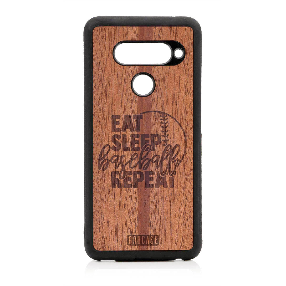 Eat Sleep Baseball Repeat Design Wood Case For LG V40