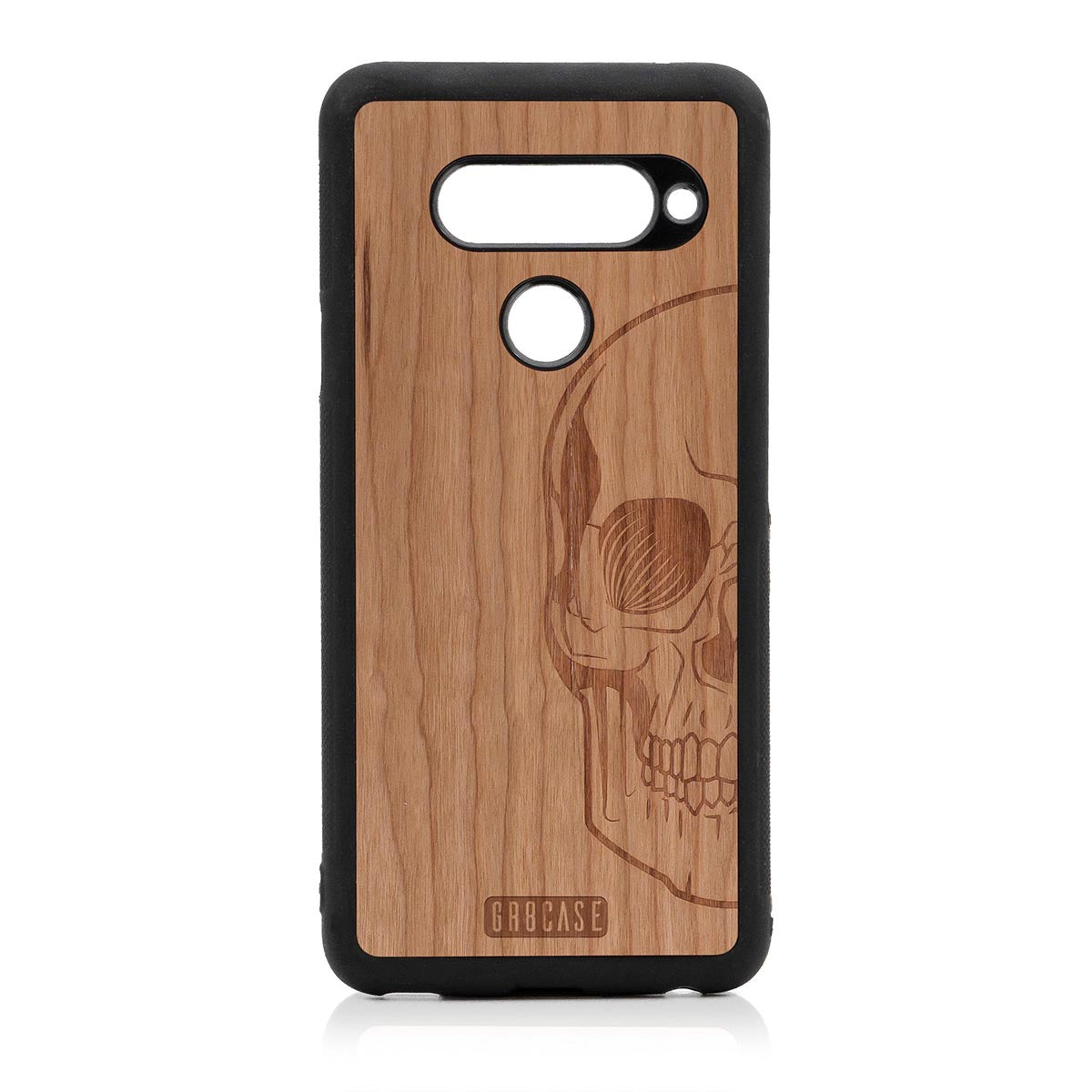 Half Skull Design Wood Case LG V40 by GR8CASE