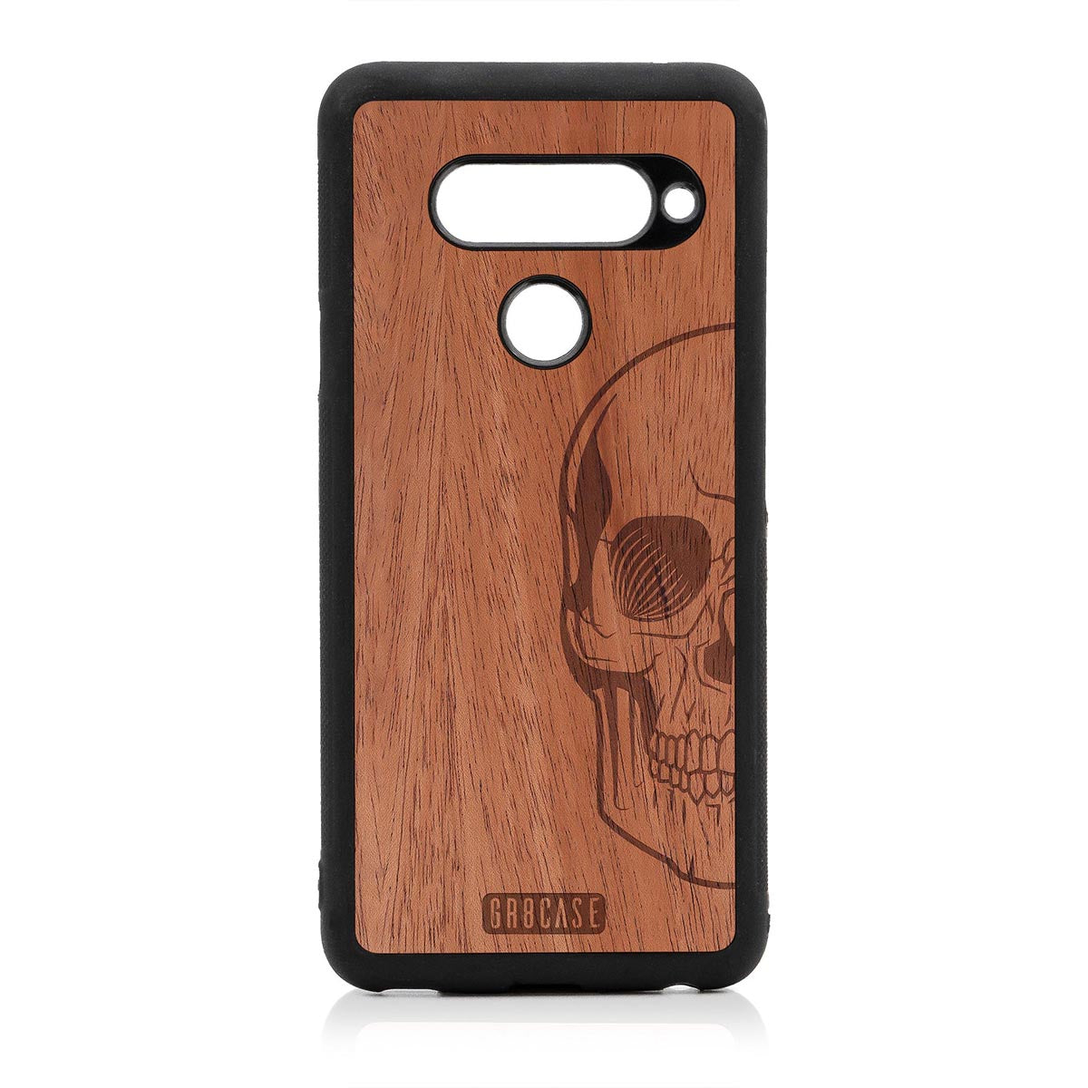 Half Skull Design Wood Case LG V40 by GR8CASE