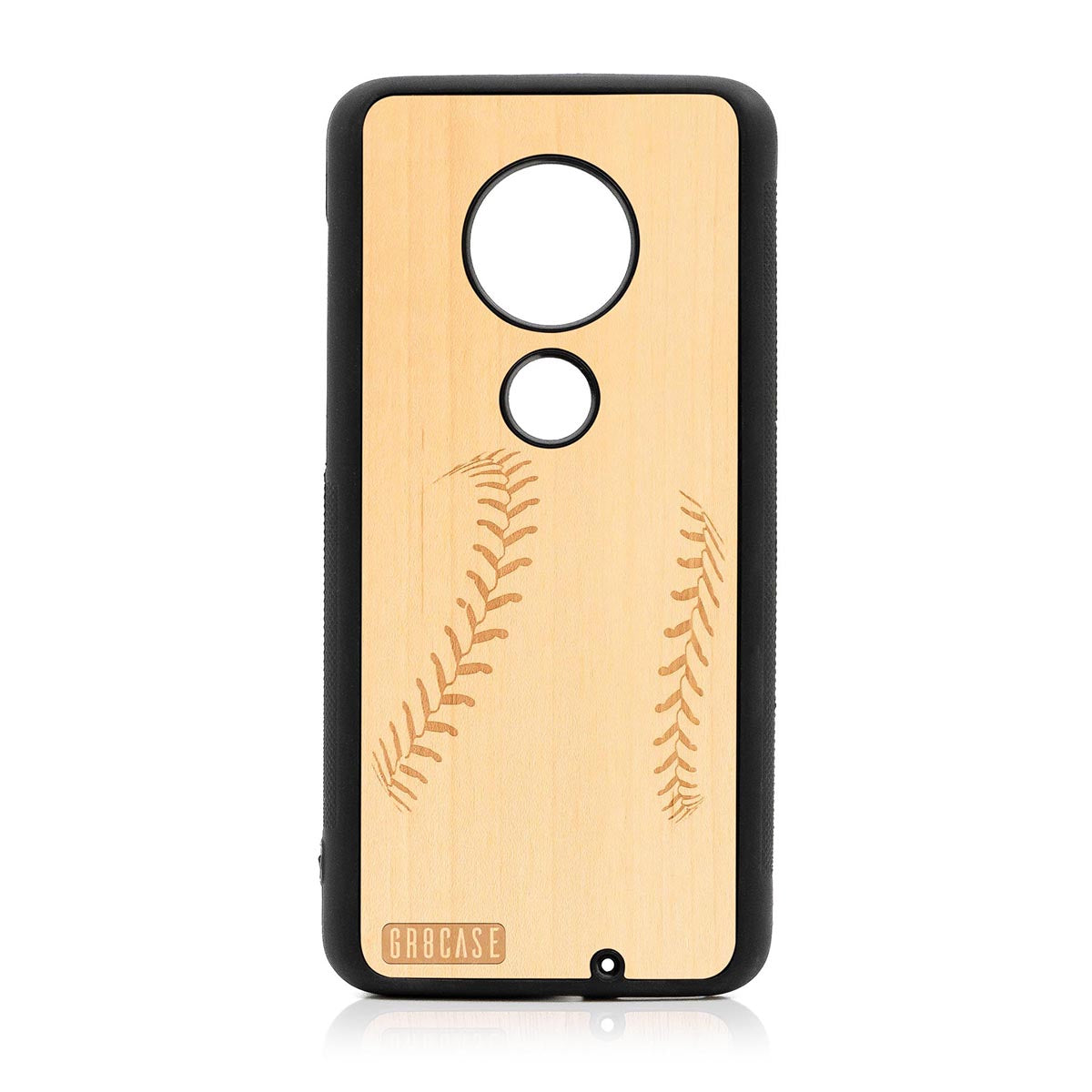 Baseball Stitches Design Wood Case For Moto G7 Plus by GR8CASE