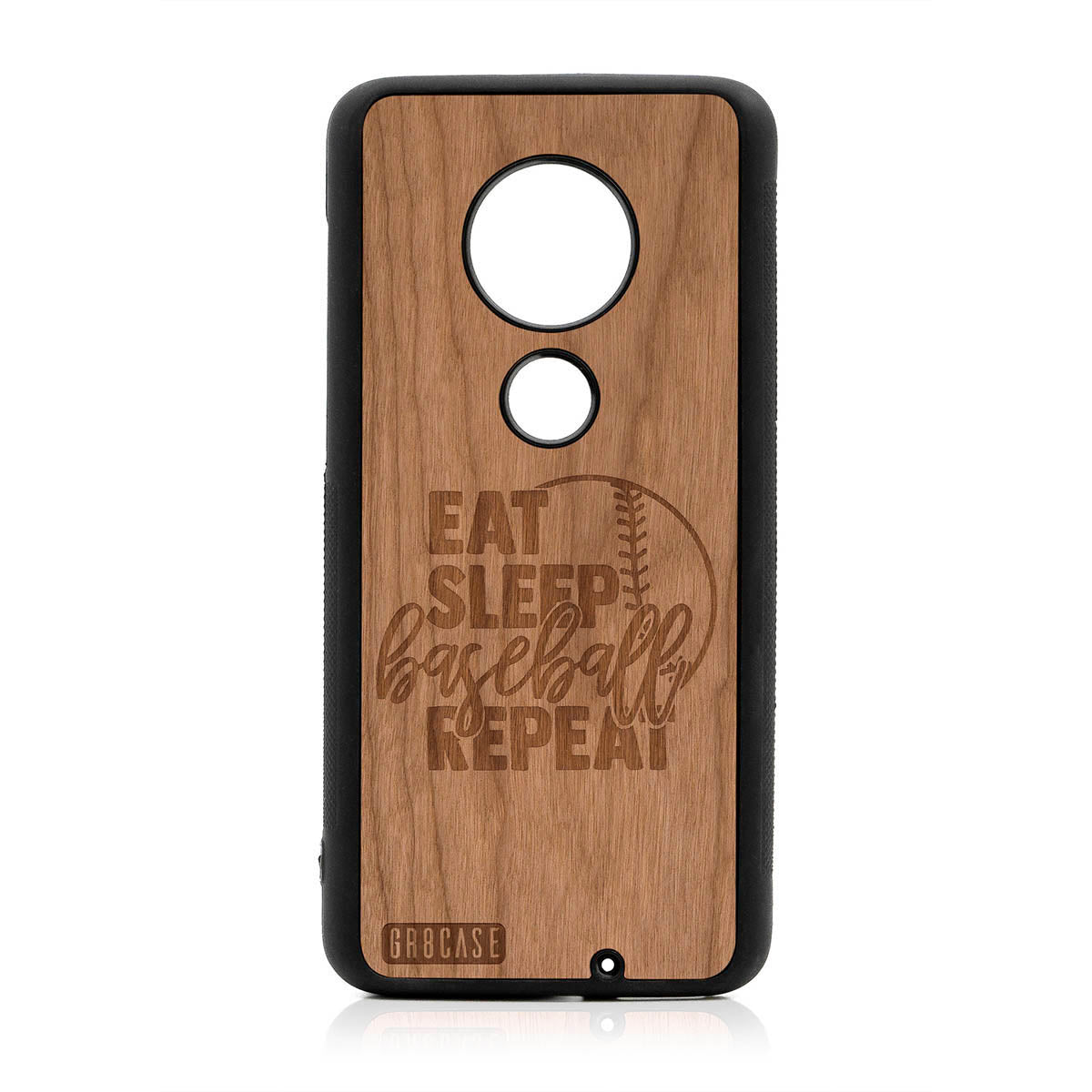 Eat Sleep Baseball Repeat Design Wood Case For Moto G7 Plus