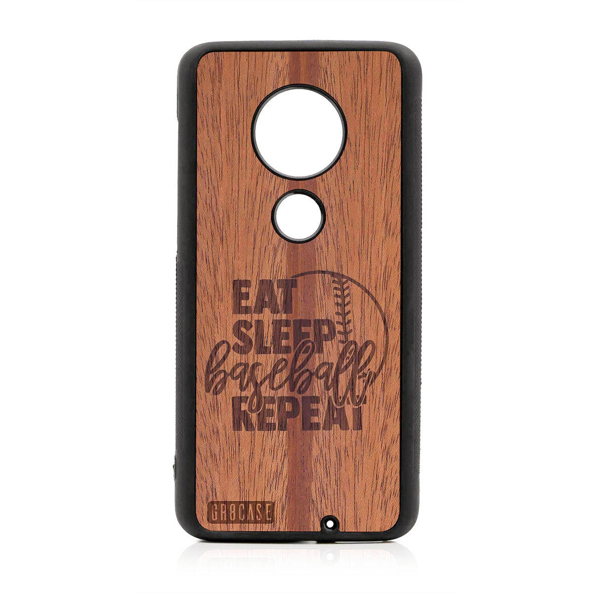 Eat Sleep Baseball Repeat Design Wood Case For Moto G7 Plus