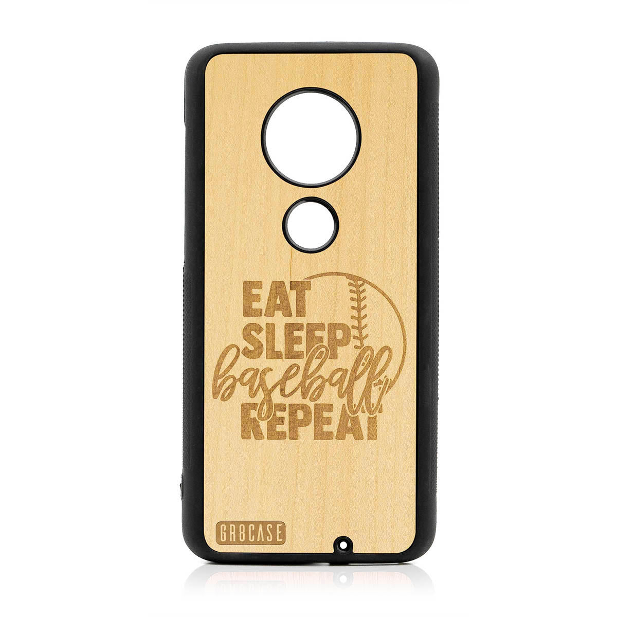 Eat Sleep Baseball Repeat Design Wood Case For Moto G7 Plus