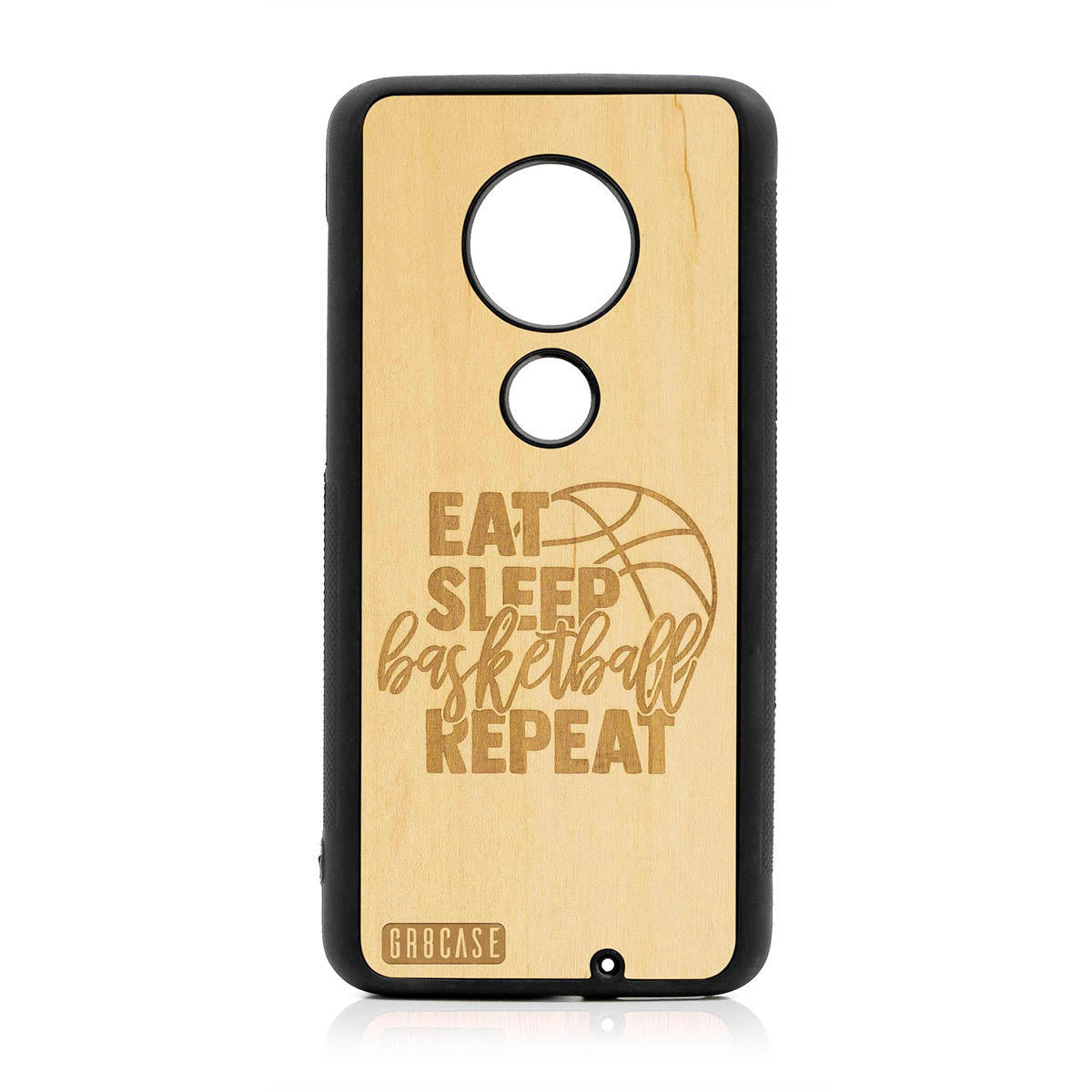 Eat Sleep Basketball Repeat Design Wood Case For Moto G7 Plus