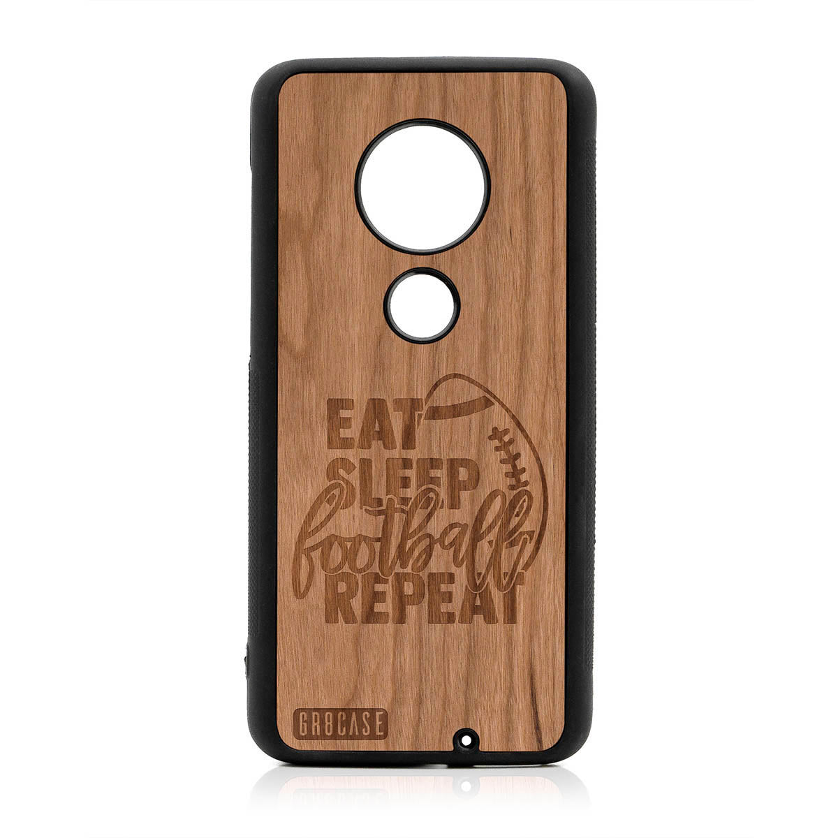Eat Sleep Football Repeat Design Wood Case For Moto G7 Plus