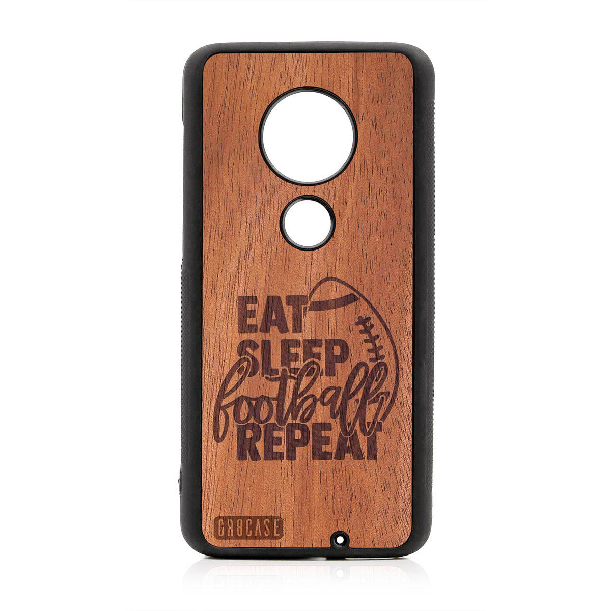 Eat Sleep Football Repeat Design Wood Case For Moto G7 Plus