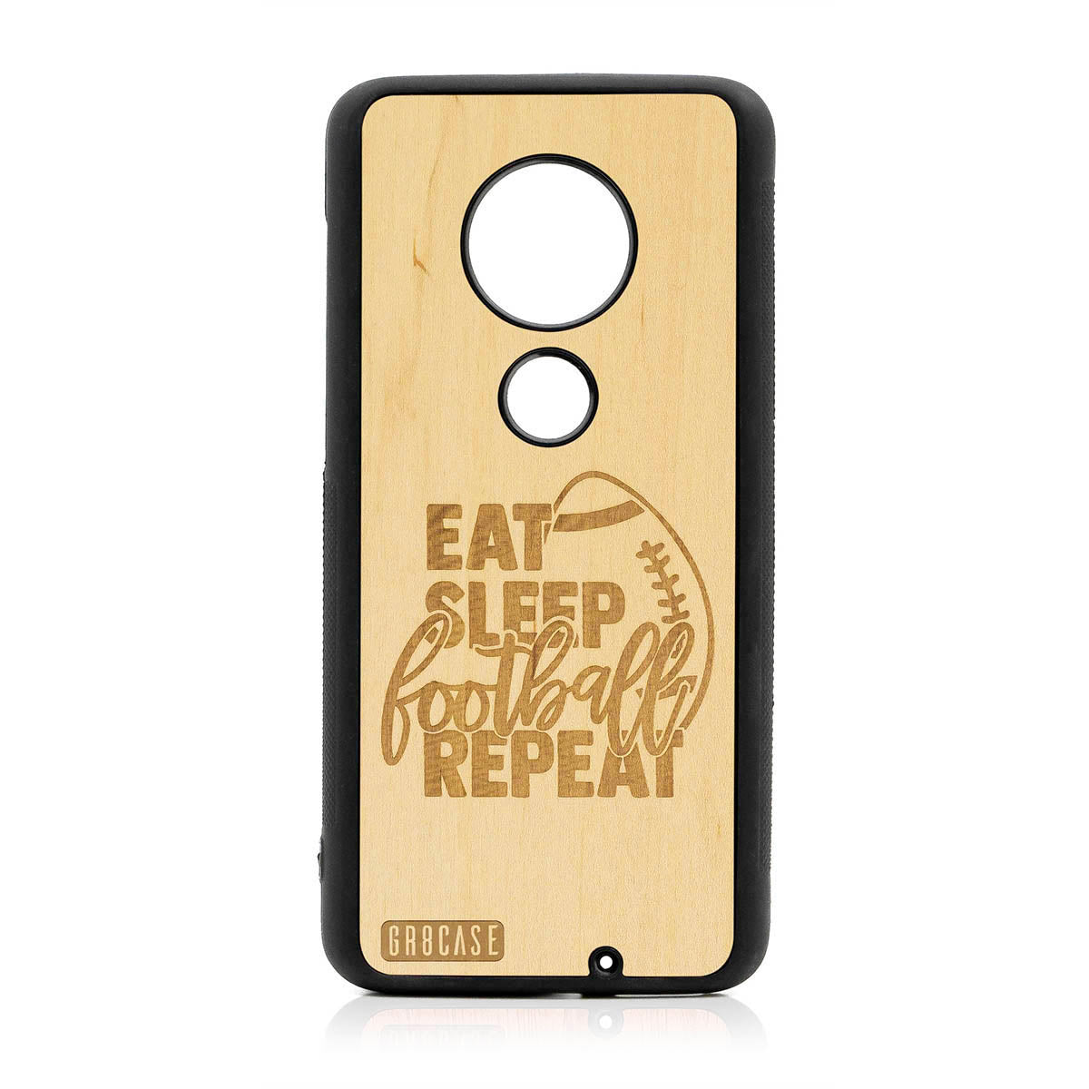 Eat Sleep Football Repeat Design Wood Case For Moto G7 Plus