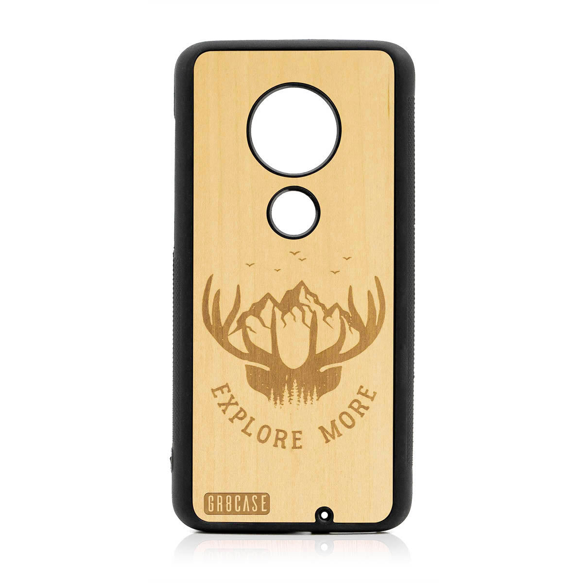 Explore More (Forest, Mountains &amp; Antlers) Design Wood Case For Moto G7 Plus by GR8CASE