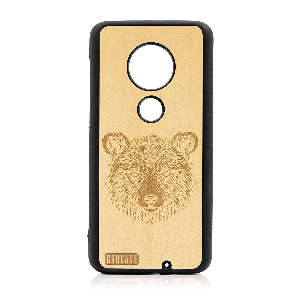 Furry Bear Design Wood Case For Moto G7 Plus