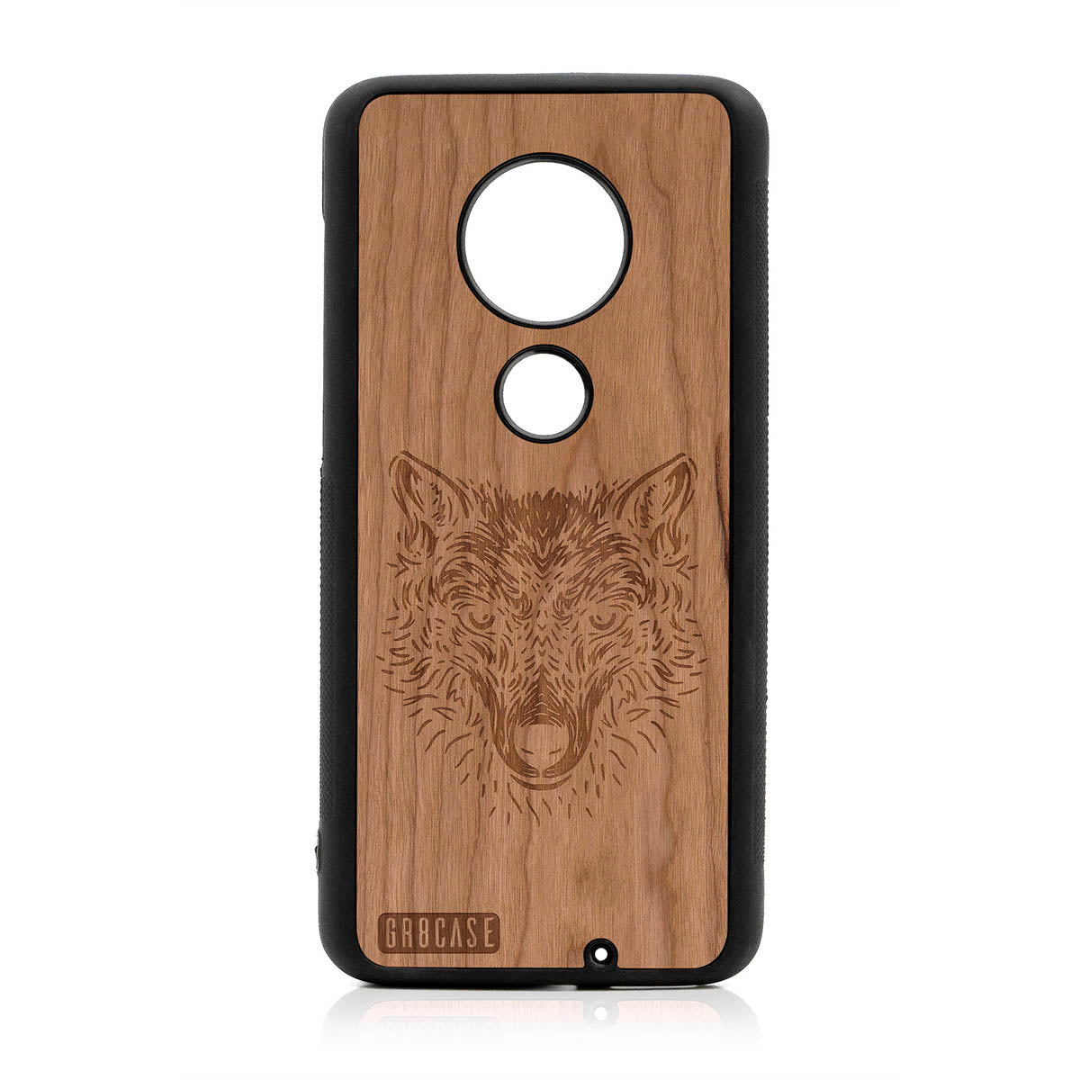Furry Wolf Design Wood Case For Moto G7 Plus