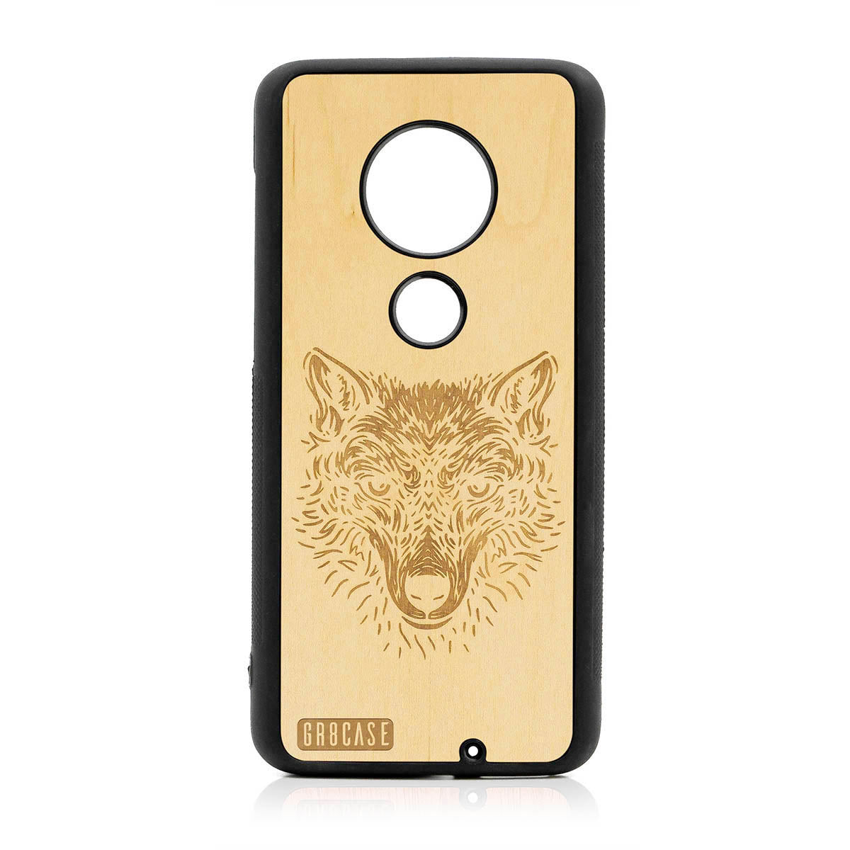 Furry Wolf Design Wood Case For Moto G7 Plus