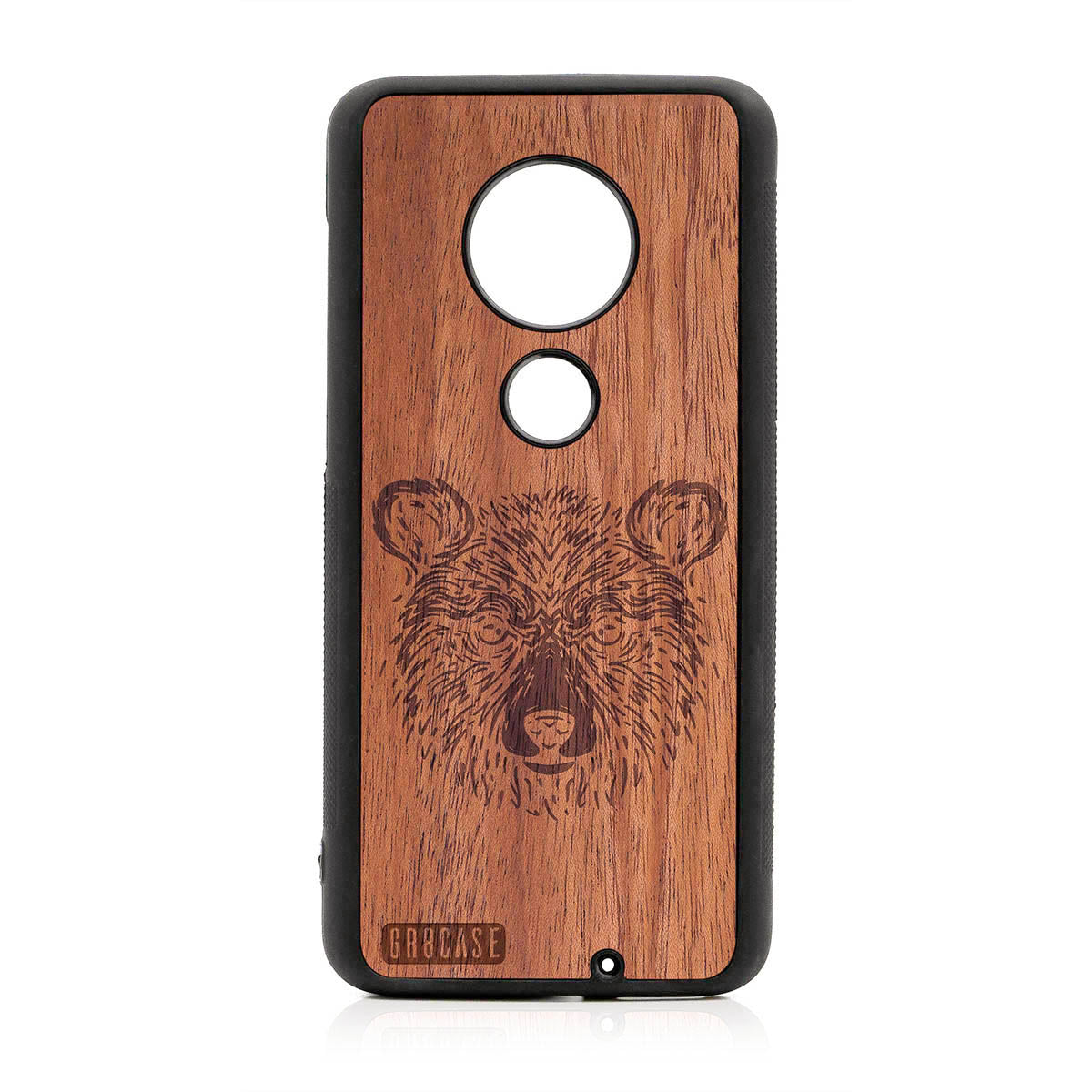 Furry Bear Design Wood Case For Moto G7 Plus