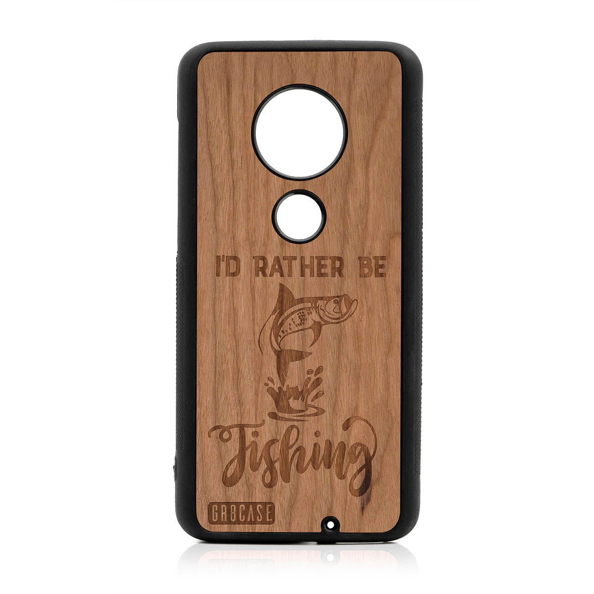 I'D Rather Be Fishing Design Wood Case For Moto G7 Plus