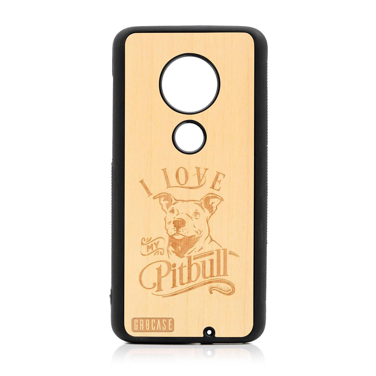 I Love My Pitbull Design Wood Case Moto G7 Plus by GR8CASE